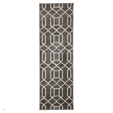 Newport Lattice Modern Geometric Lattice Soft Carved Durable Short Pile Charcoal Grey Runner-Melrose-Rug Love - The Most Loved Rug Store